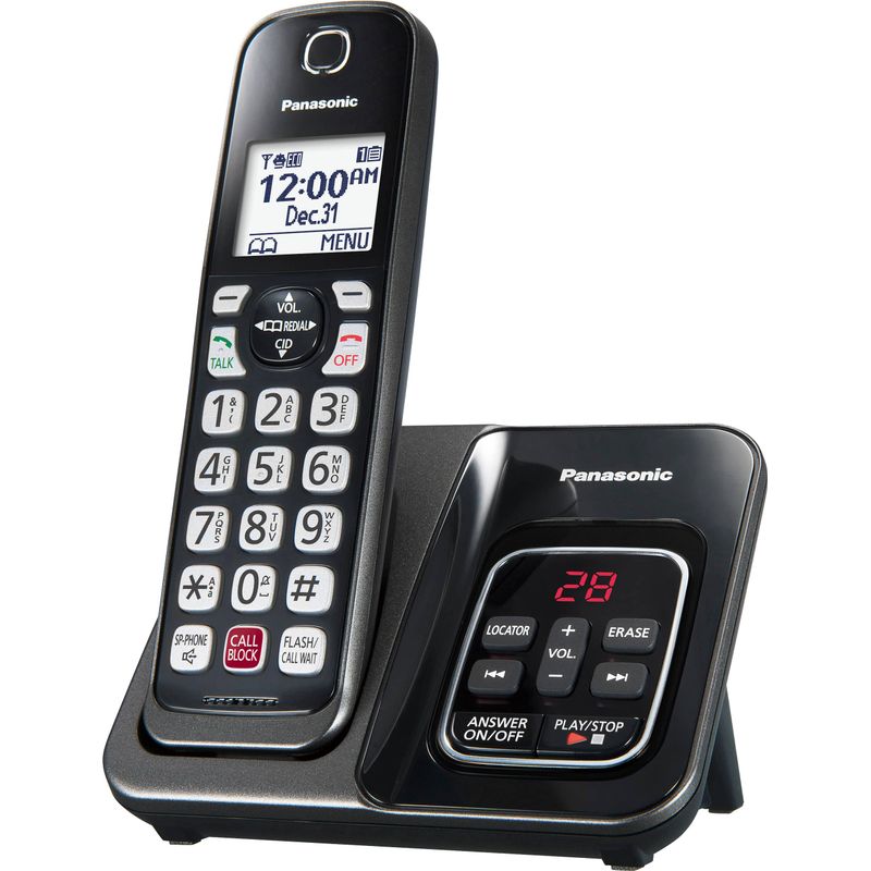 Panasonic - KX-TGD830M DECT 6.0 Expandable Cordless Phone System with Digital Answering System - Matte Black