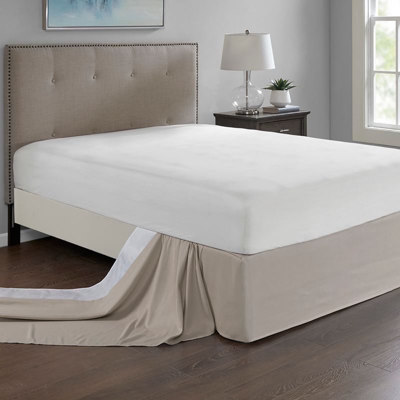 Khaki Simple Fit Wrap Around Adjustable Bedskirt One Size