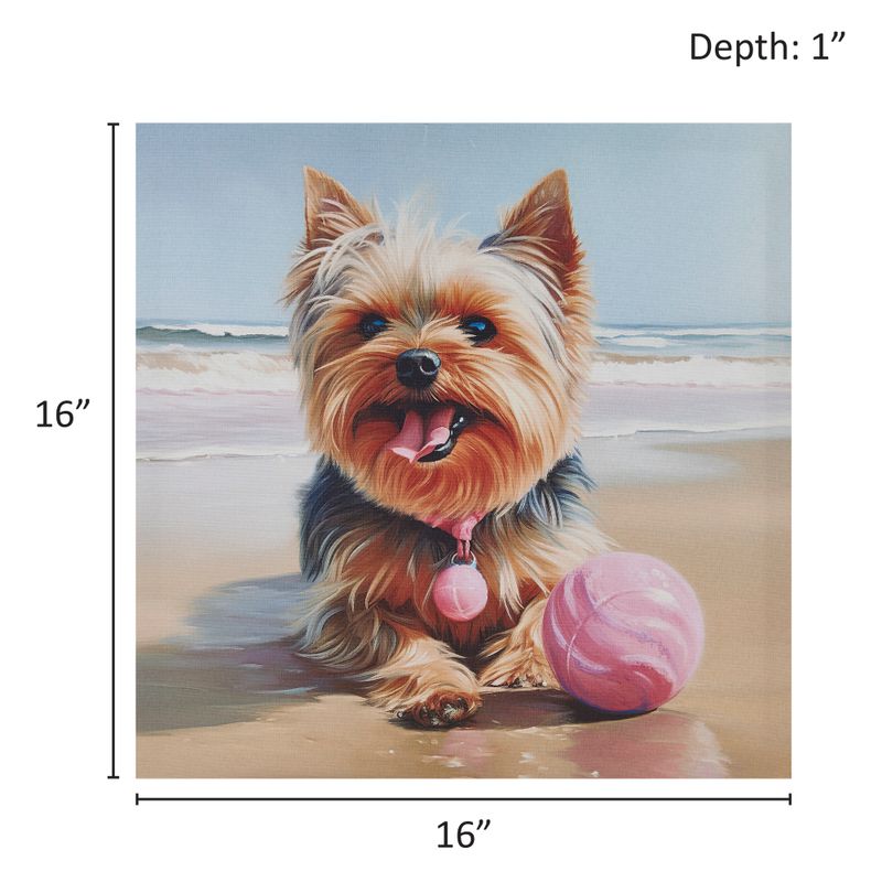 Yorkie/Blue Multi Beach Dogs Yorkie Canvas Wall Art See below