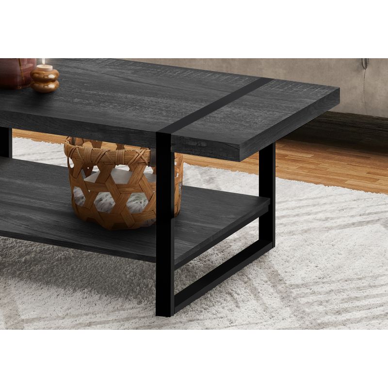 Coffee Table/ Accent/ Cocktail/ Rectangular/ Living Room/ 48"L/ Metal/ Laminate/ Black/ Contemporary/ Modern