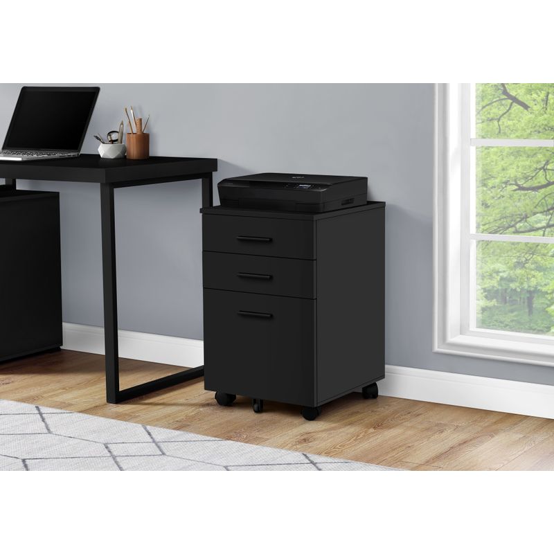 File Cabinet/ Rolling Mobile/ Storage Drawers/ Printer Stand/ Office/ Work/ Laminate/ Black/ Contemporary/ Modern