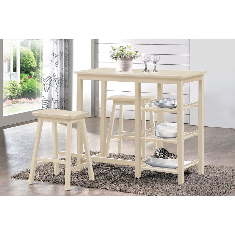 ACME Nyssa 3Pc Counter Height Set, Buttermilk