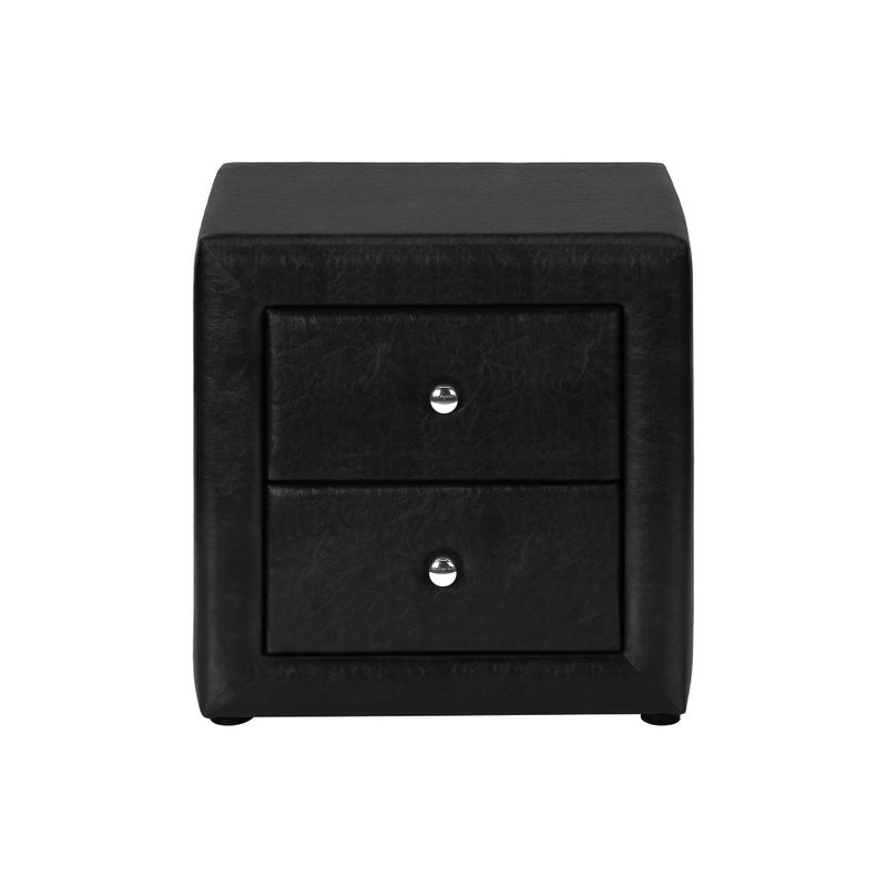 Bedroom Accent/ Nightstand/ End/ Side/ Lamp/ Storage Drawer/ Bedroom/ Upholstered/ Pu Leather Look/ Black/ Transitional