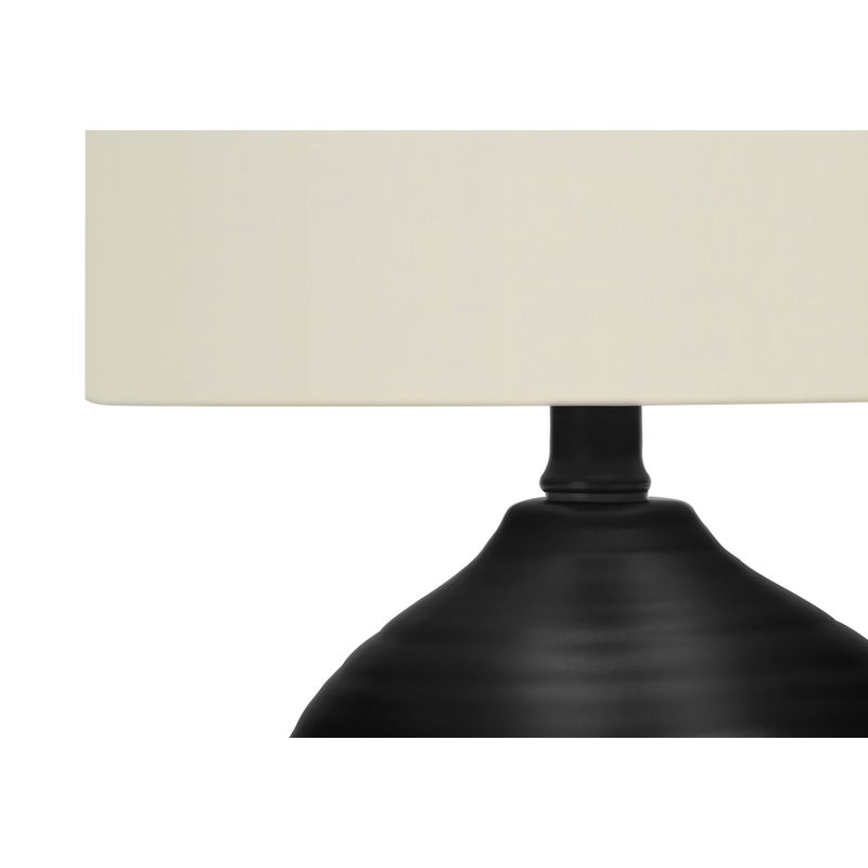 Lighting - 17"H Table Lamp Black Ceramic / Ivory Shade