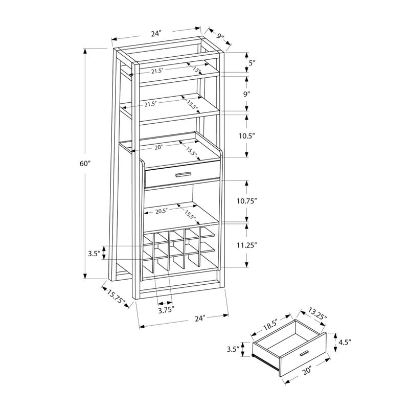 Home Bar/ Wine Rack/ Storage Cabinet/ Laminate/ Brown/ Contemporary/ Modern