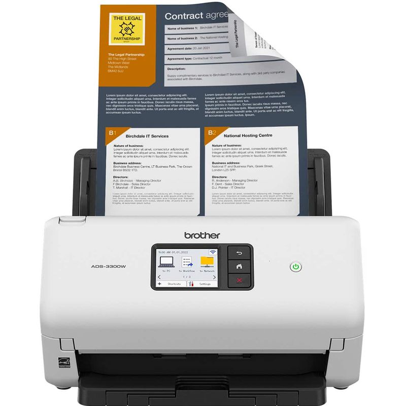 Brother - ADS-3300W Wireless High-Speed Desktop Scanner - White