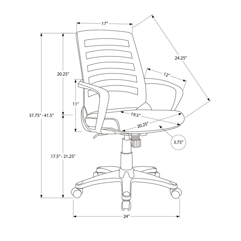 Office Chair/ Adjustable Height/ Swivel/ Ergonomic/ Armrests/ Computer Desk/ Work/ Metal/ Mesh/ Black/ Contemporary/ Modern