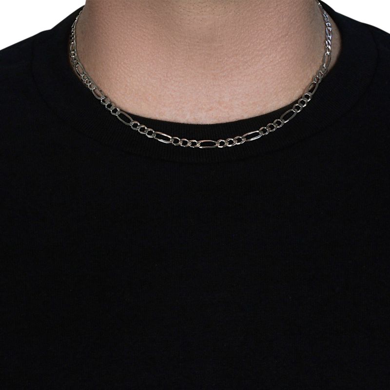 4.6mm 14k White Gold Solid Figaro Chain (24 Inch)