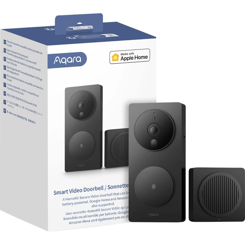 Aqara - G4 Smart Video Doorbell -Battery Powered HomeKit Secure Doorbell Camera, Local Face Recognition & Automations - Black
