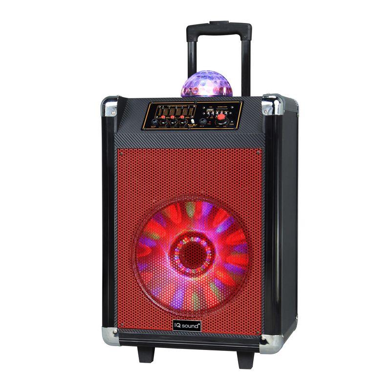Supersonic - 12" Portable Bluetooth DJ Speaker w/ Disco Ball Red