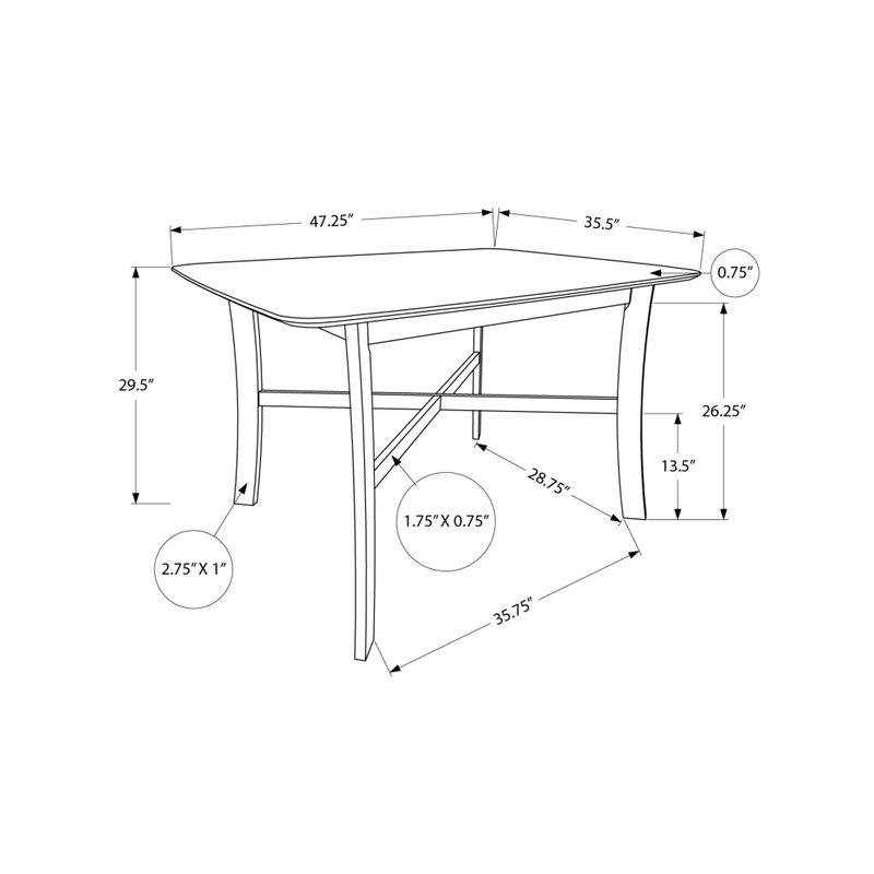 Dining Table - 36"X 48" / Cream / Oak Veneer Top