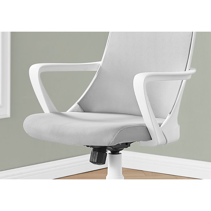 Office Chair/ Adjustable Height/ Swivel/ Ergonomic/ Armrests/ Computer Desk/ Work/ Metal/ Mesh/ White/ Grey/ Contemporary/ Modern