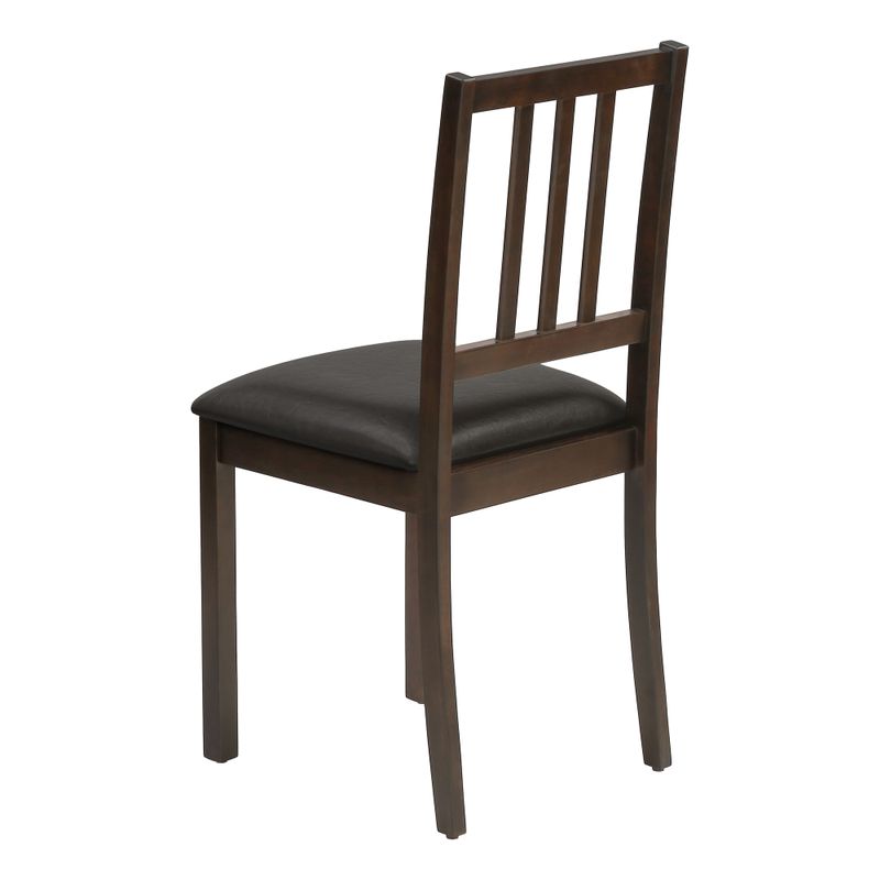 Dining Chair/ Set Of 2/ Side/ Upholstered/ Kitchen/ Dining Room/ Pu Leather Look/ Wood Legs/ Brown/ Transitional