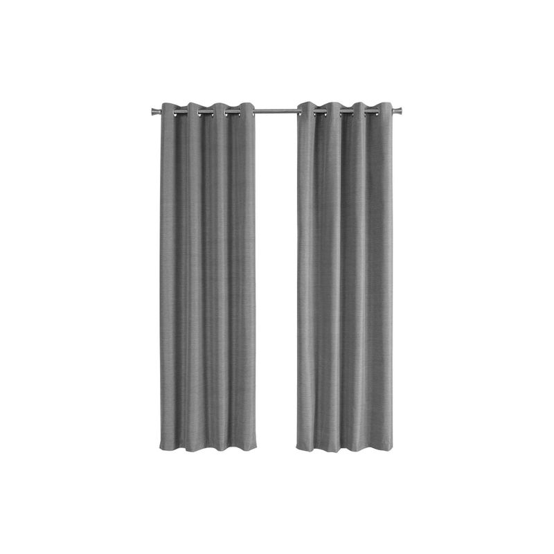 Curtain Panel/ 2pcs Set/ 54"W X 84"L/ 100% Blackout/ Grommet/ Living Room/ Bedroom/ Kitchen/ Thermal Insulation/ Polyester/ Grey/ Contempora