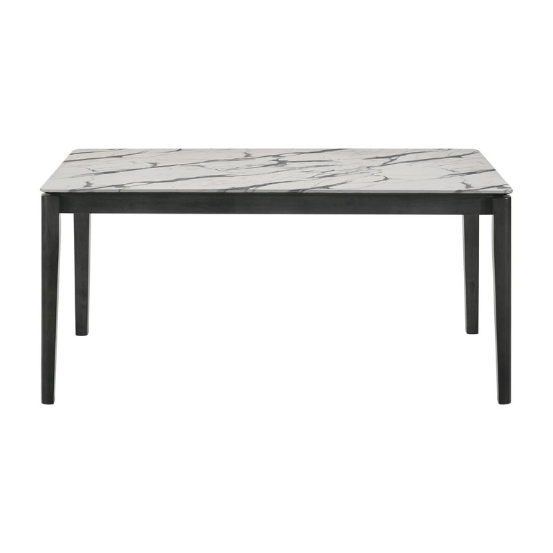 Stevie Rectangular Dining Table with Faux Marble Top White and Black