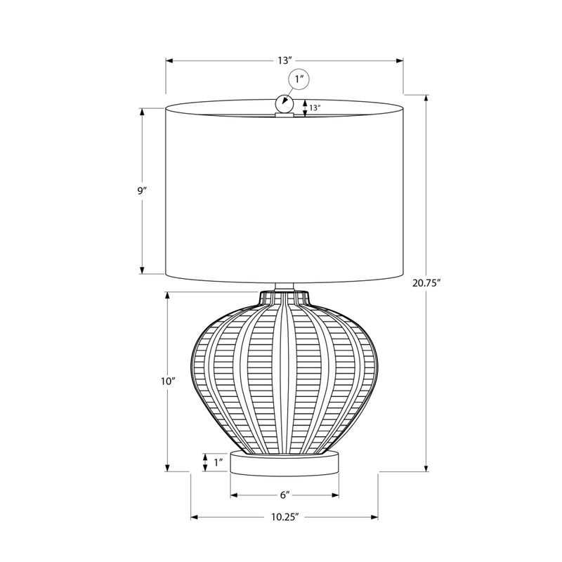 Lighting - 21"H Table Lamp Cream Resin / Ivory Shade