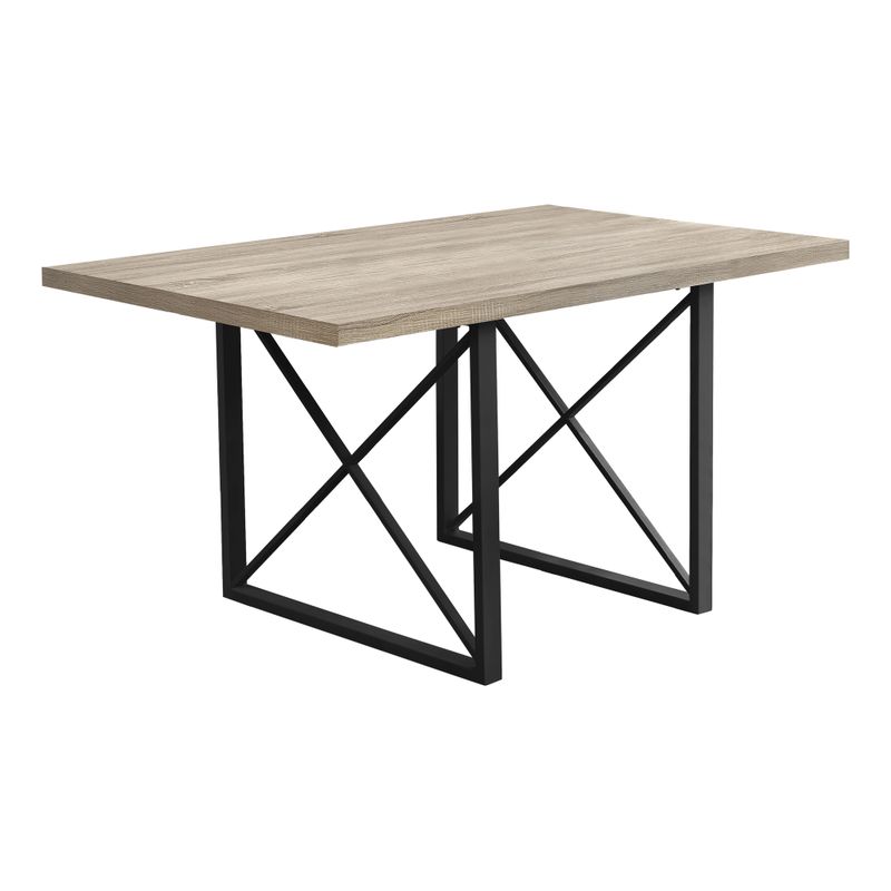 Dining Table - 36"X 60" / Dark Taupe / Black Metal