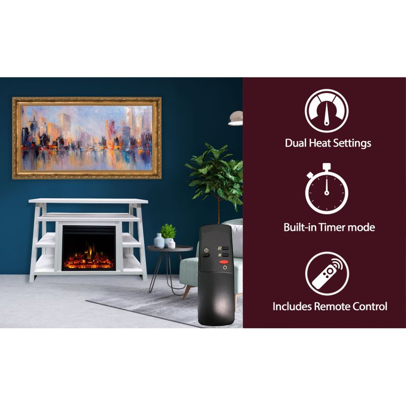 32-In. Sawyer Industrial Electric Fireplace Mantel with Enhanced Log Display and Color Changing Flames, White