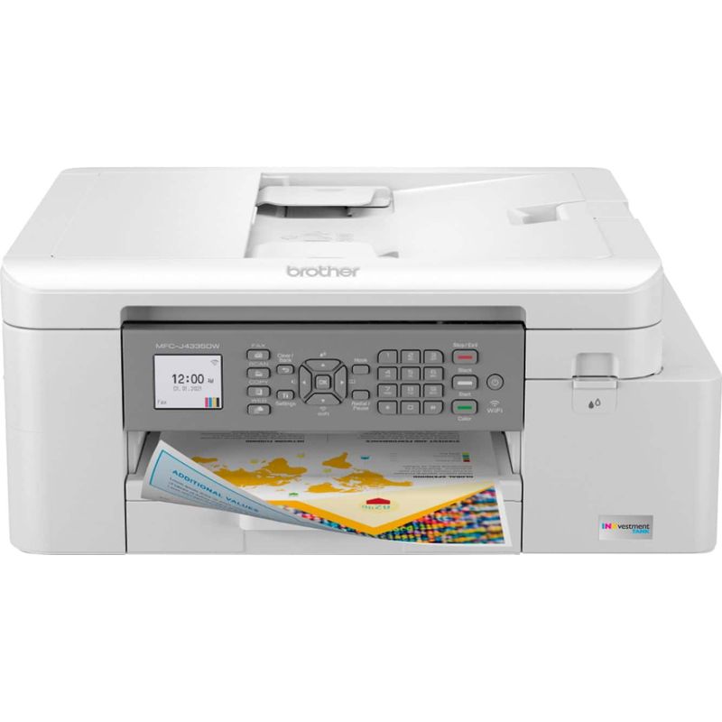Brother - INKvestment Tank MFC-J4335DW Wireless All-in-One Inkjet Printer with up to 1-Year of Ink In-box - White/Gray