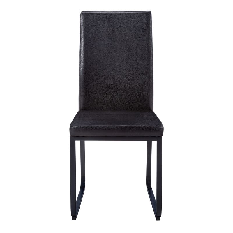 Dining Chair/ Set Of 2/ Side/ Upholstered/ Kitchen/ Dining Room/ Pu Leather Look/ Metal/ Black/ Contemporary/ Modern