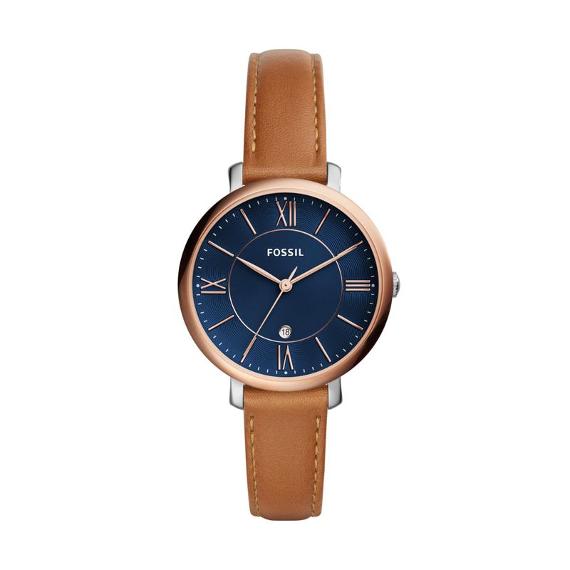 Fossil  - Ladies Jacqueline Brown Leather Strap Watch Blue Dial