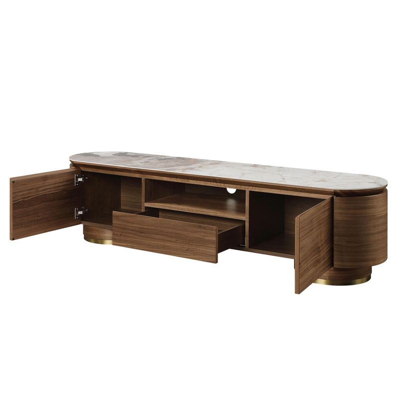 ACME Willene TV Stand w/Ceramic Top, Ceramic Top & Walnut Finish