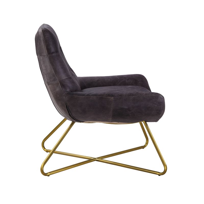 ACME Dhalsim Accent Chair, Antique Ebony Top Grain Leather