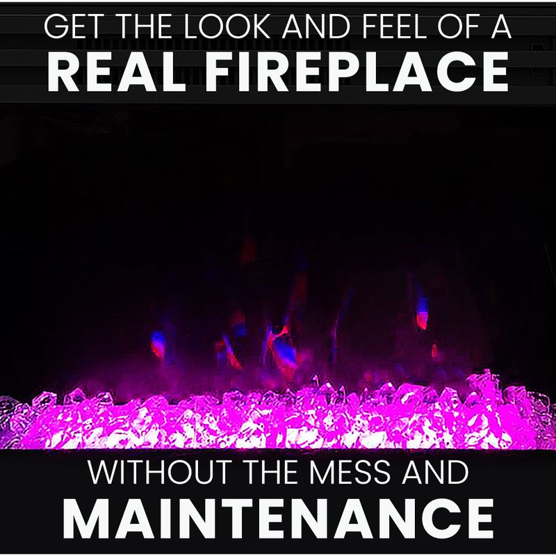 53-In. Sawyer Industrial Electric Fireplace Mantel with Deep Crystal Display and Color Changing Flames, White and Black