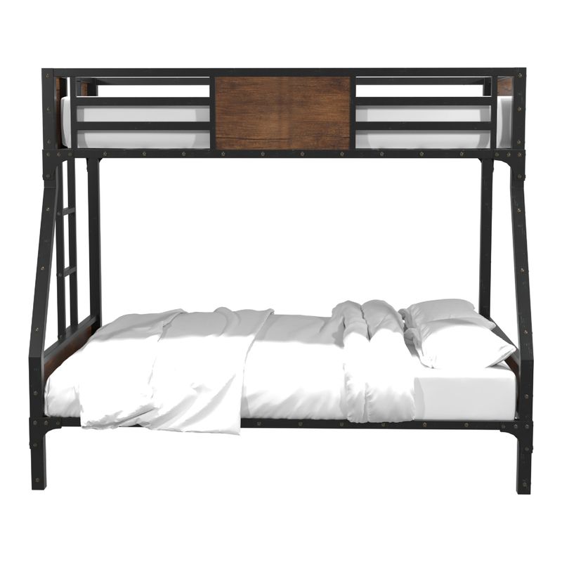 Industrial Metal Twin Over Full Bunk Bed in Black