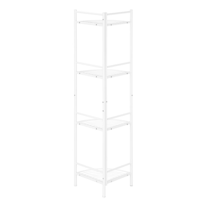 Bookshelf/ Bookcase/ Etagere/ Corner/ 3 Tier/ 58"H/ Office/ Bedroom/ Metal/ White/ Contemporary/ Modern