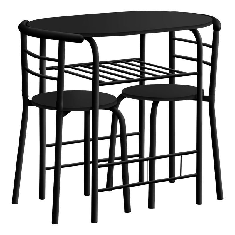 Dining Table Set/ 3pcs Set/ Small/ 32" L/ Kitchen/ Metal/ Laminate/ Black/ Contemporary/ Modern