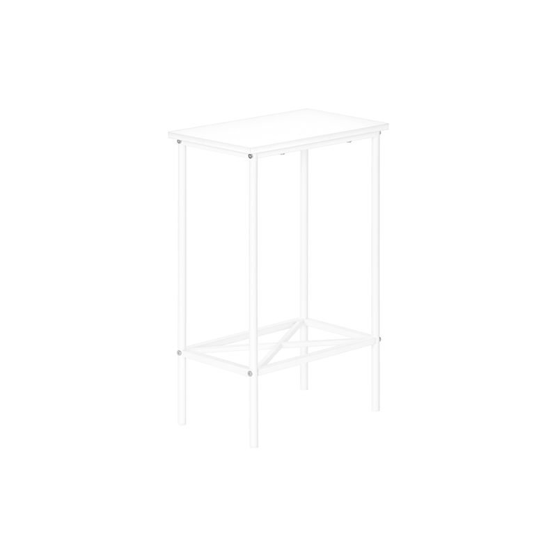 Accent Table/ Side/ End/ Narrow/ Small/ 2 Tier/ Living Room/ Bedroom/ Metal/ Laminate/ White/ Contemporary/ Modern