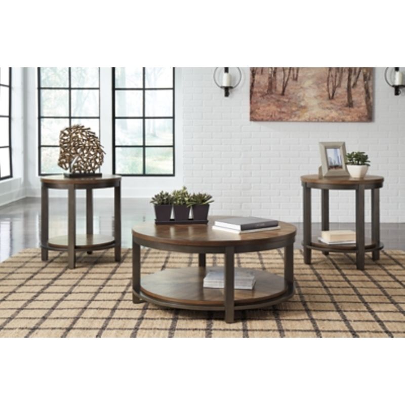 Light Brown/Bronze Roybeck Occasional Table Set (3/CN)