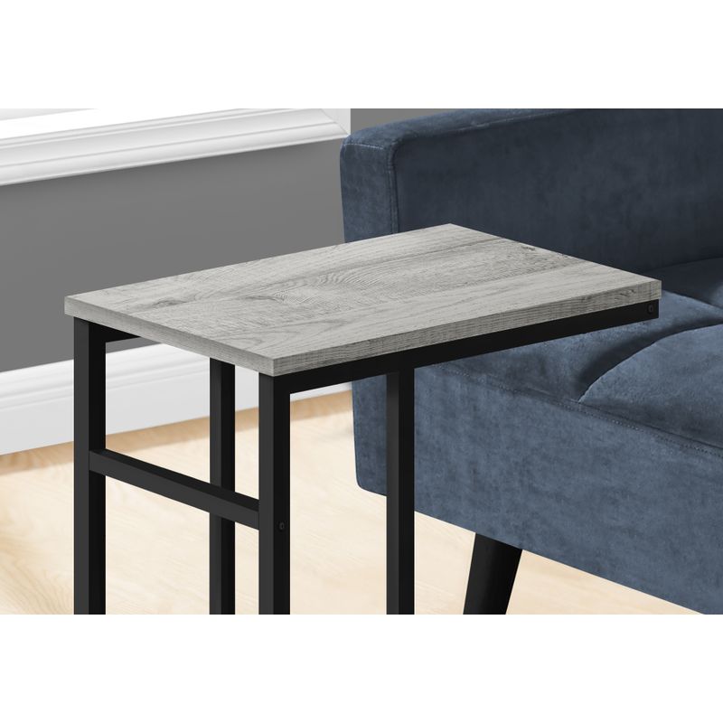 Accent Table/ C-shaped/ End/ Side/ Snack/ Living Room/ Bedroom/ Metal/ Laminate/ Grey/ Black/ Contemporary/ Modern