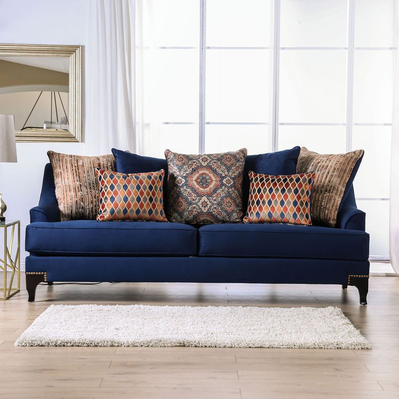 Transitional Chenille Sloped Arms 2-Piece Sofa Set