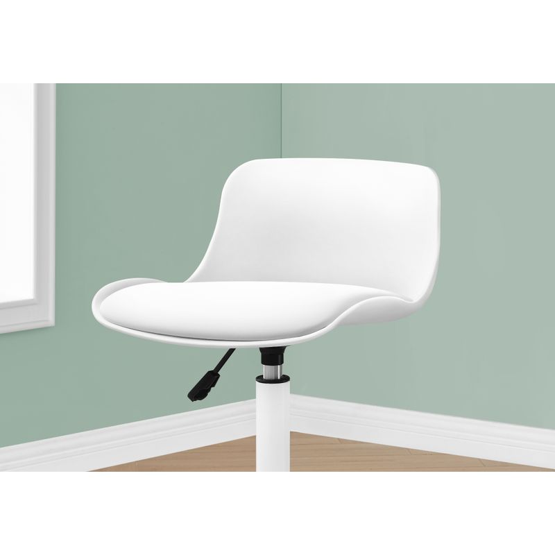 Office Chair/ Adjustable Height/ Swivel/ Ergonomic/ Computer Desk/ Work/ Juvenile/ Metal/ Pu Leather Look/ White/ Contemporary/ Modern