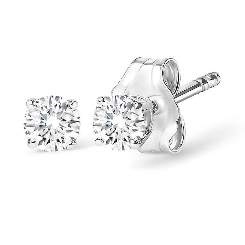 .925 Sterling Silver 1/5 Cttw Lab Grown Round Brilliant-Cut Diamond Classic 4-Prong Stud Earrings (F-G Color, VS1-VS2 Clarity)