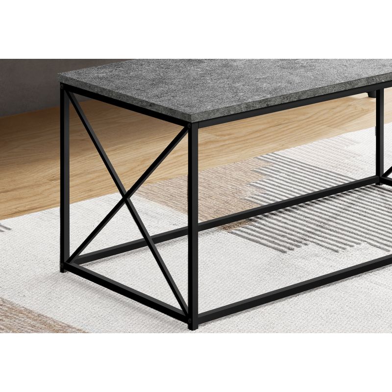 Coffee Table/ Accent/ Cocktail/ Rectangular/ Living Room/ 40"L/ Metal/ Laminate/ Grey/ Black/ Contemporary/ Modern