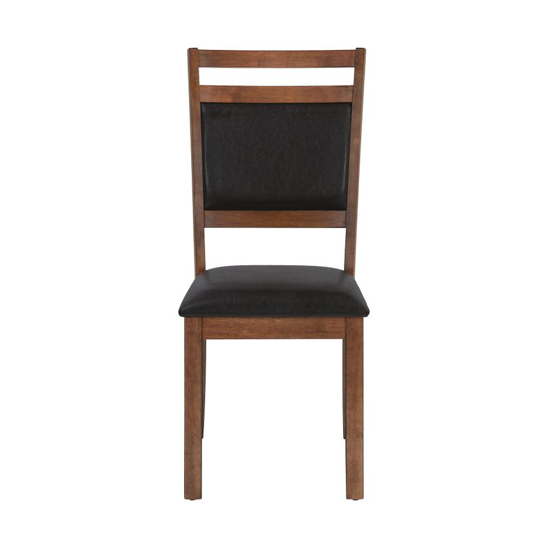 Dining Chair/ Set Of 2/ Side/ Upholstered/ Kitchen/ Dining Room/ Pu Leather Look/ Wood Legs/ Brown/ Transitional