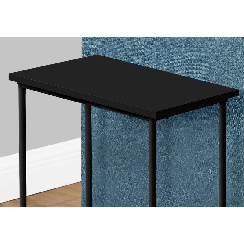 Accent Table/ Side/ End/ Narrow/ Small/ 2 Tier/ Living Room/ Bedroom/ Metal/ Laminate/ Black/ Contemporary/ Modern