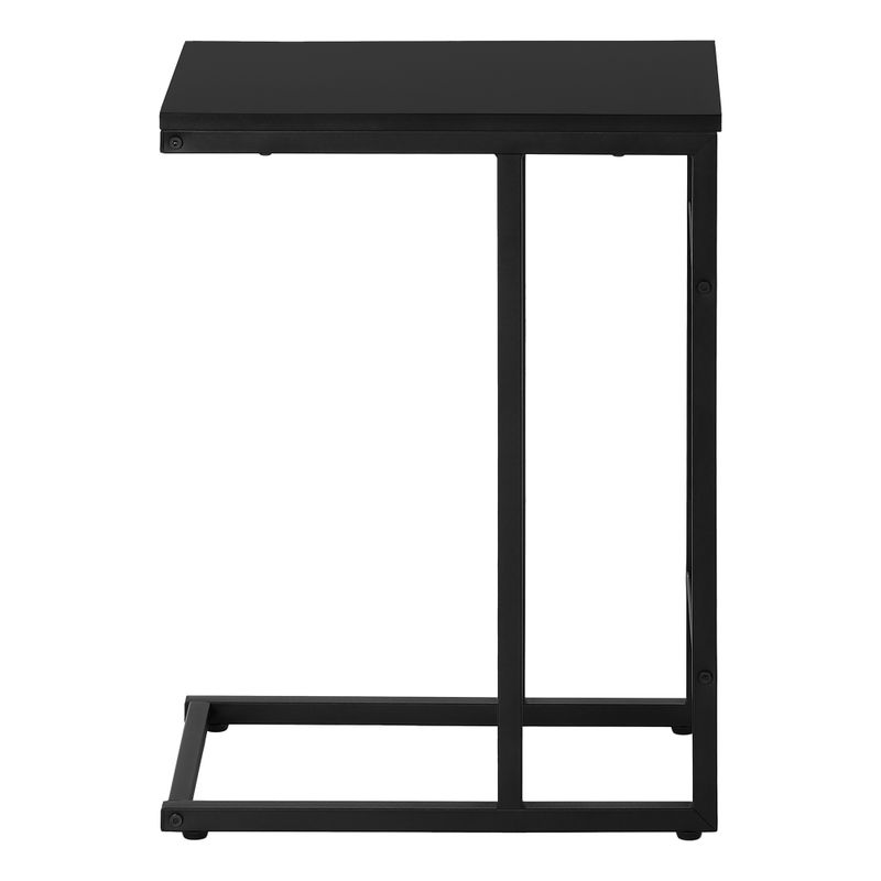 Accent Table/ C-shaped/ End/ Side/ Snack/ Living Room/ Bedroom/ Metal/ Laminate/ Black/ Contemporary/ Modern