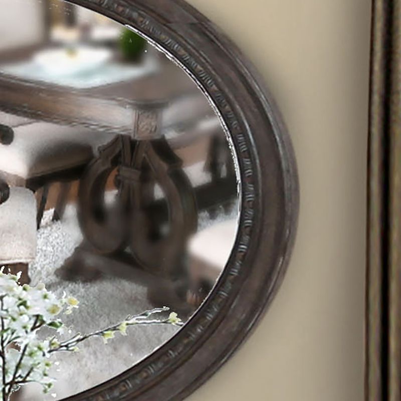 Solid Wood Oval Mirror in Rustic Natural Tone