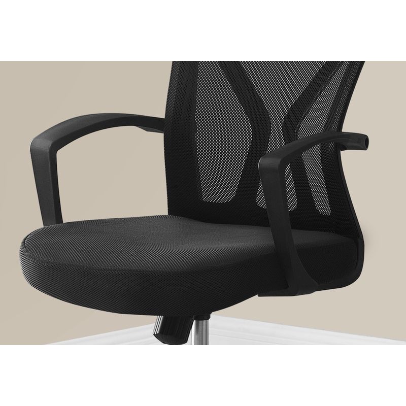 Office Chair/ Adjustable Height/ Swivel/ Ergonomic/ Armrests/ Computer Desk/ Work/ Metal/ Fabric/ Black/ Chrome/ Contemporary/ Modern