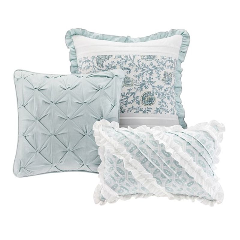 Aqua Dawn 9 Piece Cotton Percale Comforter Set King