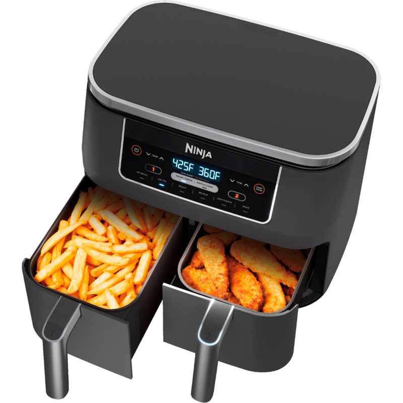 Ninja - Foodi 6-in-1 8-qt. 2-Basket Air Fryer with DualZone Technology & Air Fry, Roast, Broil, Bake, Reheat & Dehydrate - Dark Gray