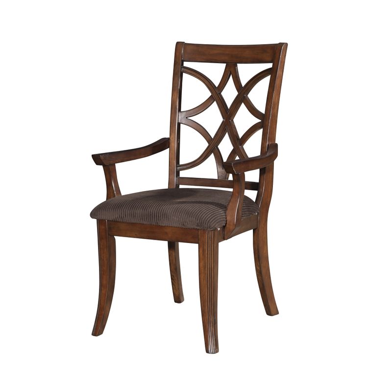 ACME Keenan Arm Chair (Set-2), Brown Microfiber & Dark Walnut