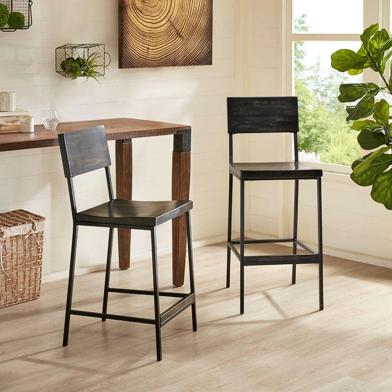 Scout 24" Black Metal. Wood Counter Stool