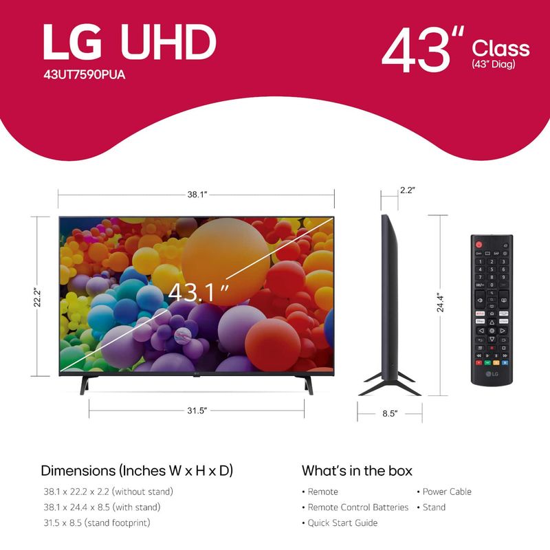 LG - 43" Class UT75 Series LED 4K UHD Smart webOS TV (2024)