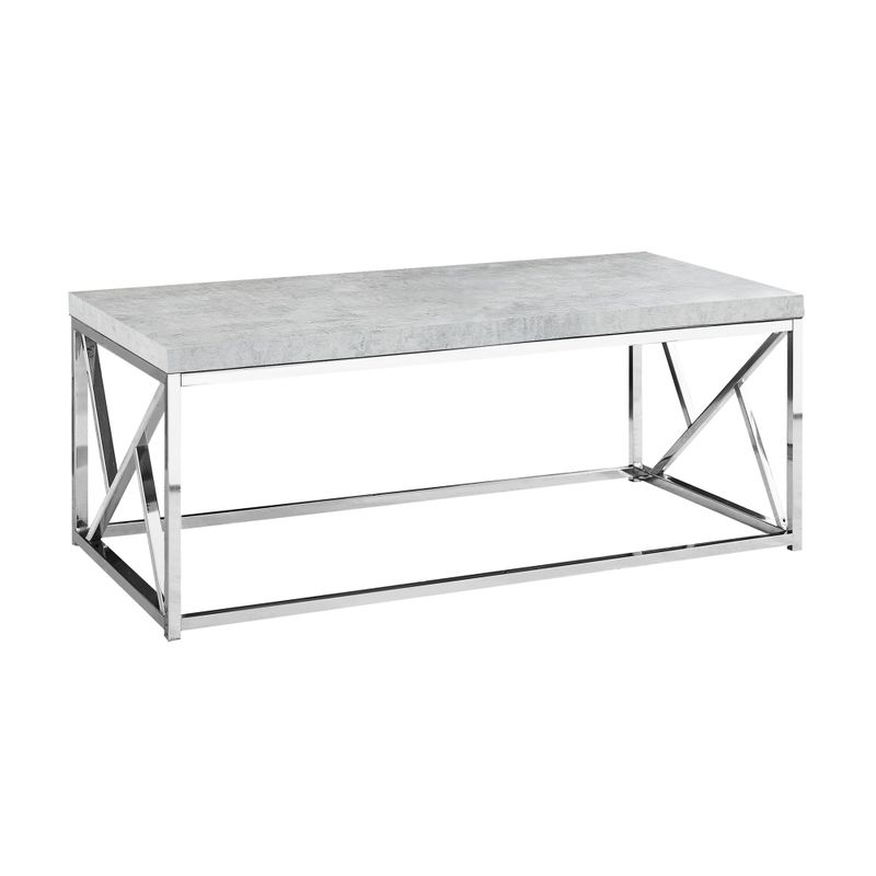 Coffee Table/ Accent/ Cocktail/ Rectangular/ Living Room/ 48"L/ Metal/ Laminate/ Grey/ Chrome/ Contemporary/ Modern