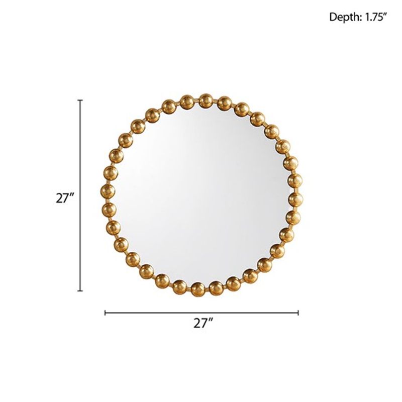 Marlowe Beaded Round Wall Mirror 27"D